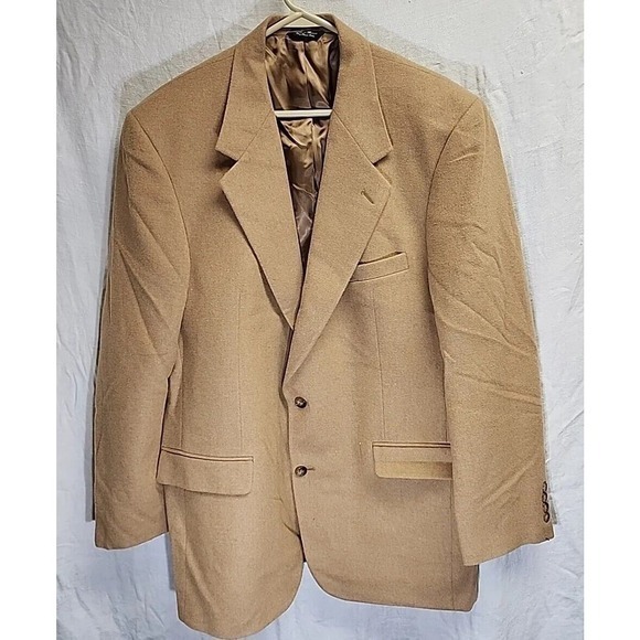 Bill Blass Blazer Mens 44L Tan Camel Hair Black Label Sport Coat‎ Jacket - Picture 1 of 11